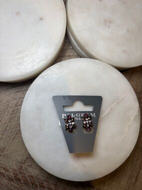 189 Pilgrim Purple and Pink Crystal Cluster Earrings